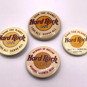 Vintage Hard Rock Cafe Pin Back‎ Buttons LOT of 4